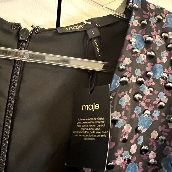 Maje Revana Floral Burnout Velvet Dress size 1 S - Picture 6 of 9
